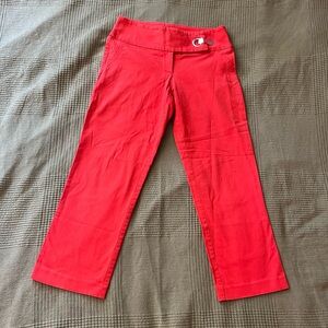 Cache Red/Orange Capris Pants with Metal Clasp